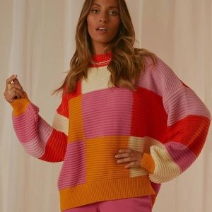 Peppermayo Tulum Nights Knit Jumper - Pink Patchwork